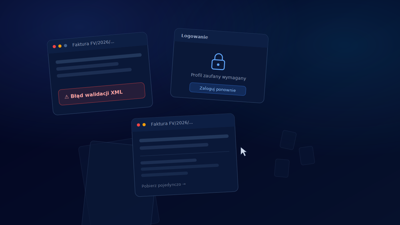 Chaotyczny rządowy portal KSeF — nakładające się faktury, błędy walidacji, ponowne logowanie